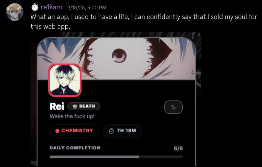 Discord testimonial from re1kami
