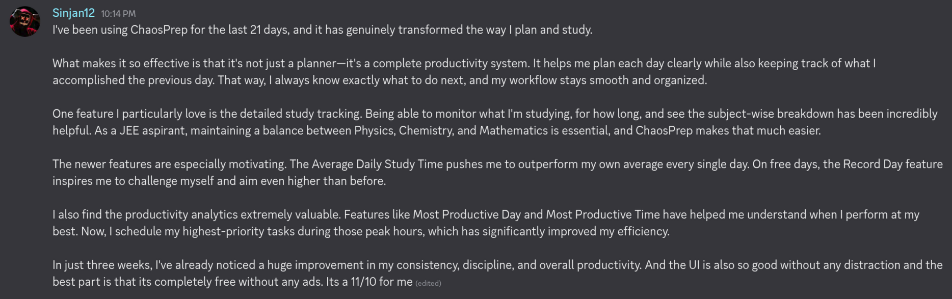 Discord testimonial 2