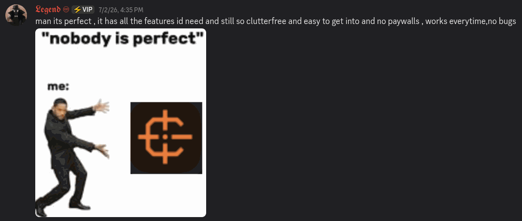 Discord testimonial from Legend